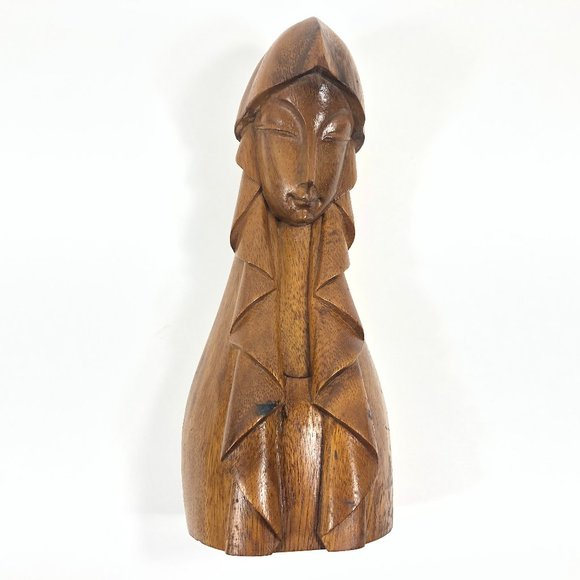 Vintage Other - Vintage Virgin Mary Madonna Carved Wooden Bust